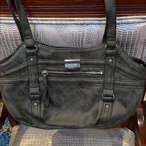 Rosetti Dark Leather Bag with Silver Accents NWOT
